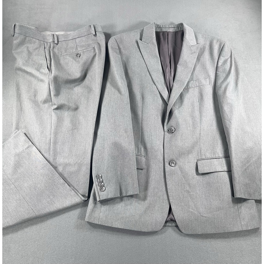 Michael Kors Gray Striped Men's Suit 40R Pants 32x30 Sport Coat Blazer Jacket